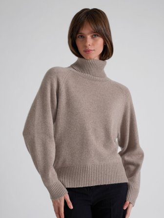 Kashmina - Kashmirgenser med høy hals "Milano" - toast - Size XS