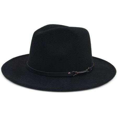esh Bred Brätte Unisex Klassisk Bälte Spänne Fedora Hatt Svart