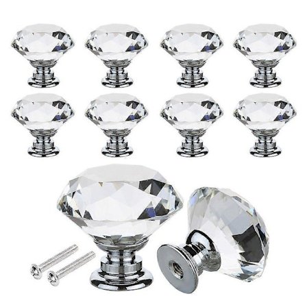 12 stk. Krystallglass Skap Knotter, Glass Trekk Håndtak for Kjøkken, Skap, Kommode, Skuff Dør, Baderomsskap 30mm Krystallglass Skap Knotter_Sä