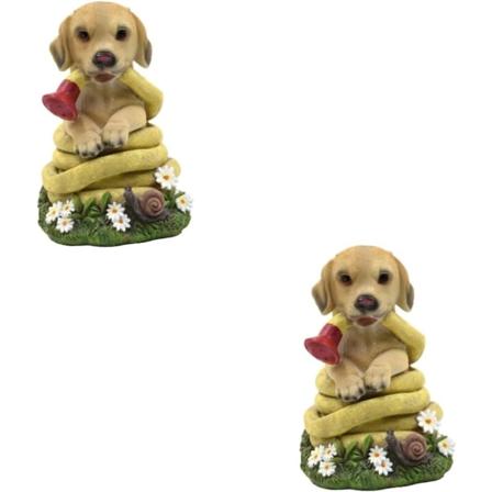 2st Utomhusstatyer Trädgård Hundstatyprydnader för hantverk Hundminnespresenter Solar Led Dog Solar Dog Led Lights Utomhus gräsmatta Ornament
