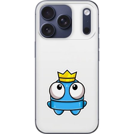 Kompatibelt Mobildeksel til Apple Apple iPhone 17 Pro Blå tegneseriefigur med krone og store øyne i leken kongelig stil