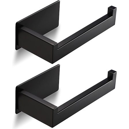 2 stycken självhäftande toalettpappershållare, väggmonterad toalettpappershållare, rostfritt stål toalettpappershållare för badrum (svart)