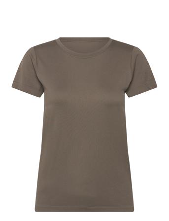 Julee W Loose Fit S/S Seamless Tee Khaki Athlecia