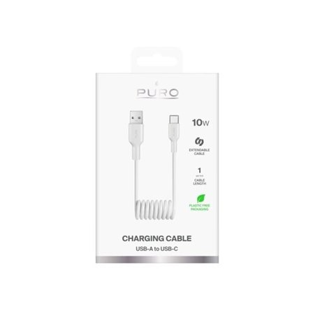 Puro 10W USB-A - USB-C kierrekaapeli 1m - Valkoinen