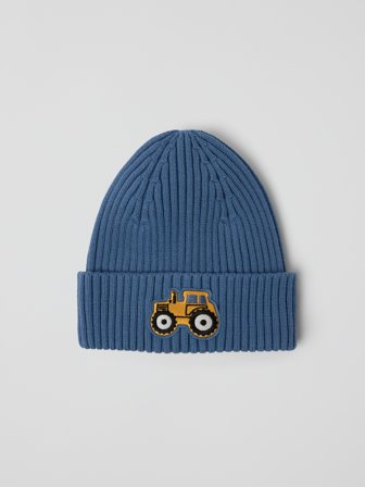 Polarn O. Pyret - Ribbed beanie with appliqué - 48 - 50 - Childrenswear - blue