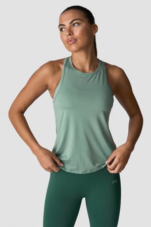 High Neck Tank Top Wmn Light Moss