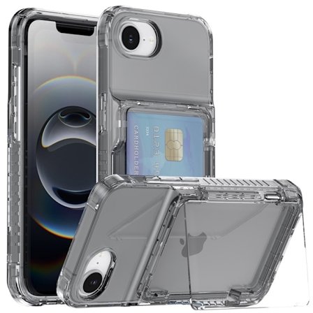 Kotelo iPhone 13Pro 6.1:lle Läpinäkyvä musta olut läppäkorttipaikka putoamisen esto