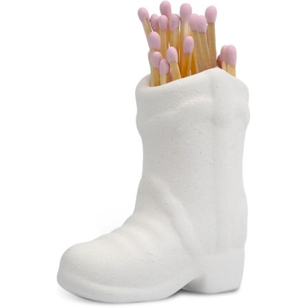 1 stk hvit cowboy støvel fyrstikkeske, søt keramisk støvel fyrstikkeske for