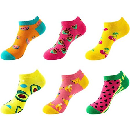 6 par med morsomme og innovative sokker, usynlige antiskli ankelsokker,