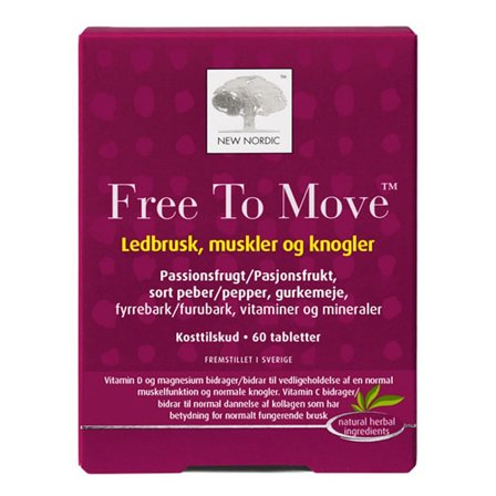 New Nordic Free to Move 60 tabl., Helse & Madvarer, Kosttilskud, Knogler, Led & Muskler