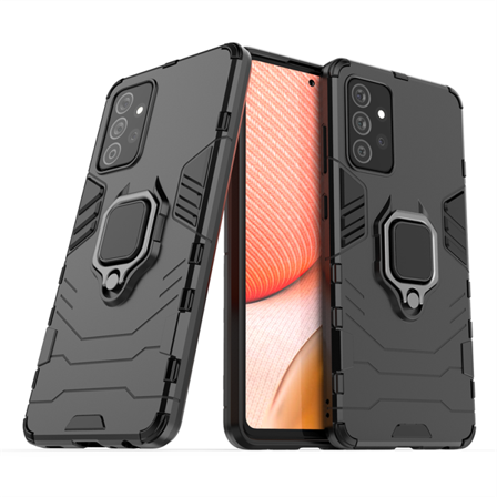 Ring Armor Case Kickstand Tough Rugged Cover til Samsung Galaxy A72 4G sort
