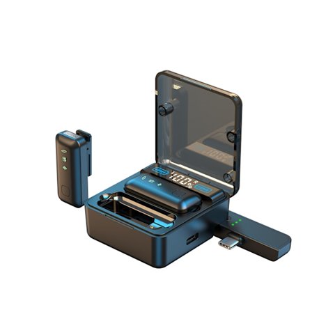 Trådløs Lavalier Mikrofon 2TX+2RX til iPhone Android Støjreducerende HiFi Audio Mini Revers Mikrofon til Videooptagelse Livestream Interview Vlogs