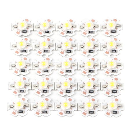 25 stk 5V LED-brikker 200LM 3W kraftig LED-lampeperler for DIY-belysningsarmaturer Varm hvit 3000‐3200K