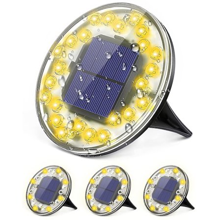 Solcelle Jordlamper, 24 LED Solcelledrevne Udendørs Have Jordlamper, IP68 Vandafvisende Indbyggede Solcelledrevne Udendørs Spotlight, Solcelle Have 