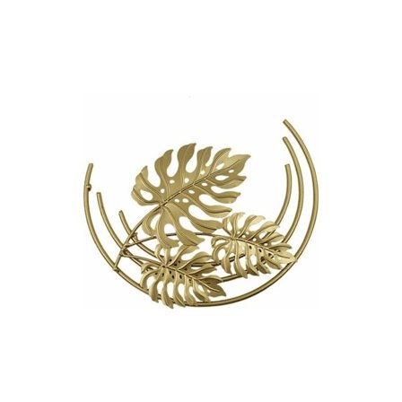 Metallista valmistettu lehden muotoinen seinäkoriste, rautaesineet, seinäkoristeveistokset