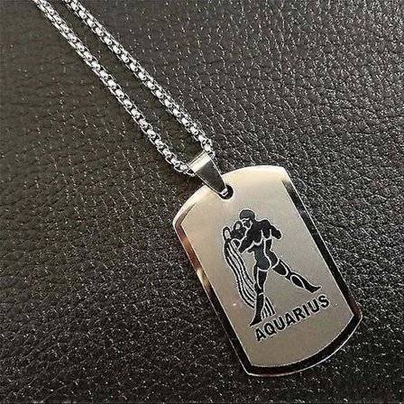 Scorpio 12 Stjärnbilder Halsband Födelsedagspresenter Guld Färg Rostfritt Stål Amulett Hänge Zodiak Tecken Smycken Collier(Aquarius12,90cm)