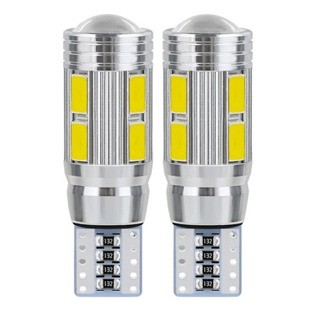 2 stk. LED-pærer til bil T10 5730 5630 10SMD Super Bright for leselys og skiltlys, hvite