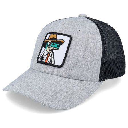 Kiddo Cap - Grå trucker Keps - Kids Lizard With Hat Patch Heather Grey/Black @ Hatstore