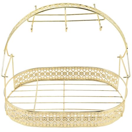 Gullfarget oppbevaringsstativ med stor kapasitet, belagt kaffekopp, komfyr, tallerkenstativ, kan henge de fleste kopper, skålere, skjeer