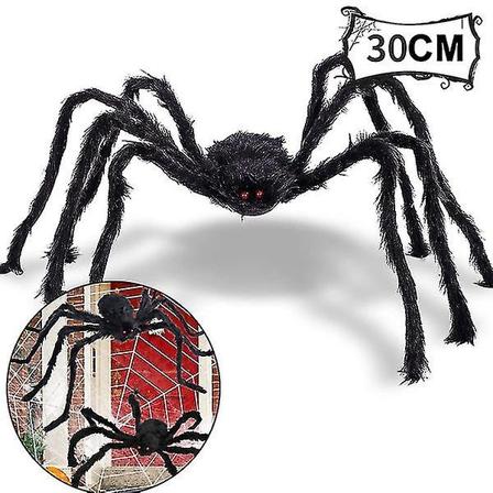 Skrekk Giant Black Plysj Edderkopp Halloween Fest Dekorasjon Rekvisitter Barn Barn Leker Spøkelseshus Dekor (30cm) Baobao