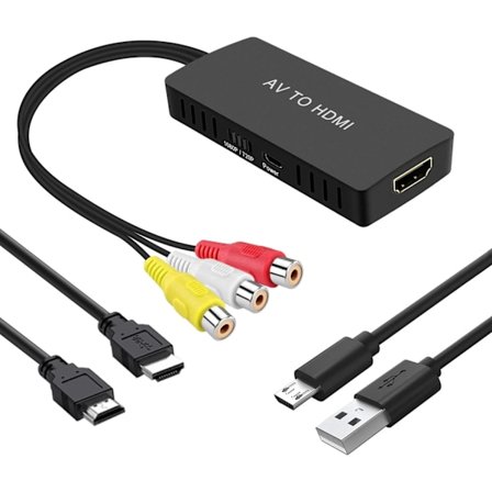 HDMI-konverter AV til HDMI-adapter Komposit til HDMI Støtte 1080P PAL/NTSC Kompatibel med WII/WII U/PS one/PS2/P