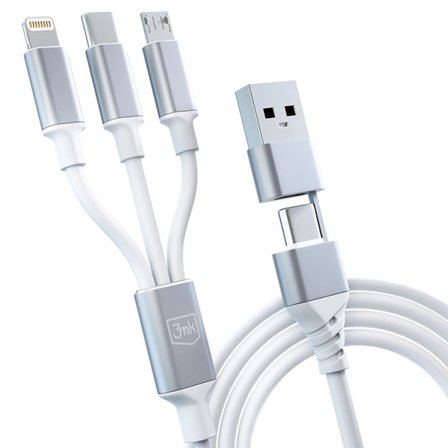 3mk 3in1 USB-A till USB-C Lightning microUSB kabel 1.5m
