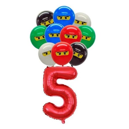 Födelsedags Ninja Tema Festtillbehör Servis Tallrik Mugg Servetter Bordsduk Dekorationer Banner Ballong För Pojkar