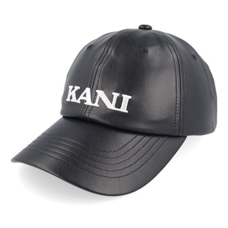 Karl Kani - Retro Fake Leather Cap Black Dad Cap Unconstructed Black Cap - @ Hatstore