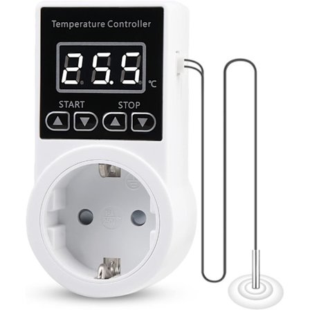 Digital Termostat Temperaturkontrol Socket, Varmetermostat med NTC Probe