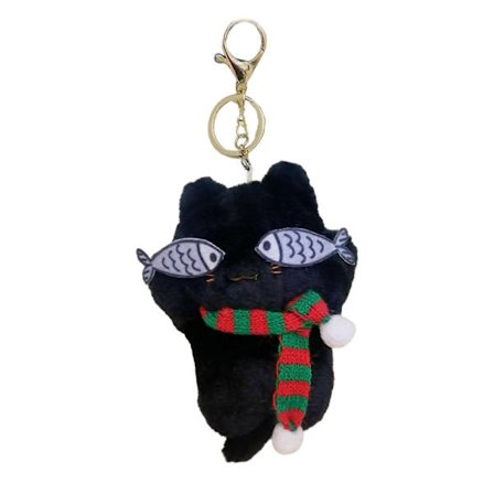 Delikat Kat Plys Legetøj Vedhæng Moderigtig Kat Nøgleholder Plys Dukker Nøgleringe Kat Vedhæng Rygsæk Vedhæng til Teenagere Gul