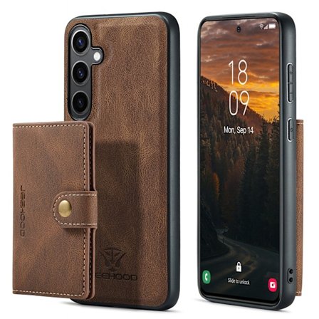 Nahkainen lompakkokotelo, jossa magneettinen korttitasku Galaxy S24 Plus -puhelimeen