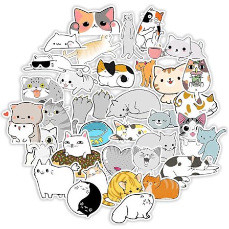 Scrapbook-tarrat, 50 kpl laatikossa DIY-koristelu Super Söpöt Kissa-tarrat, vedenpitävät vinyylitarrat kannettavaan tietokoneeseen, DIY-näppäimistöön,