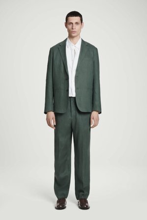 COS Men's Relaxed Linen Tapered Trousers in Green