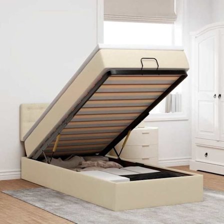 Maison Exclusive - Ottoman sengestel med creme madras 90x190 cm stof