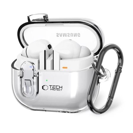 Tech-Protect FlexAir-etui med karabinkrok for Samsung Galaxy Buds 3 / 3 Pro - gjennomsiktig