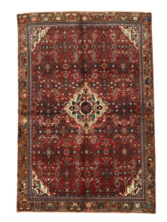 Anudada A Mano Hosseinabad Alfombra 163X235 De Lana Negro/Rojo Oscuro