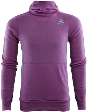 Aclima Kids WarmWool Hood Sweater Sunset Purple / Reef Waters