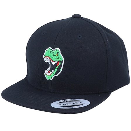 Kiddo Cap - Kids Angry Dinosaur T-Rex Black Snapback Snapback Black Cap - @ Hatstore