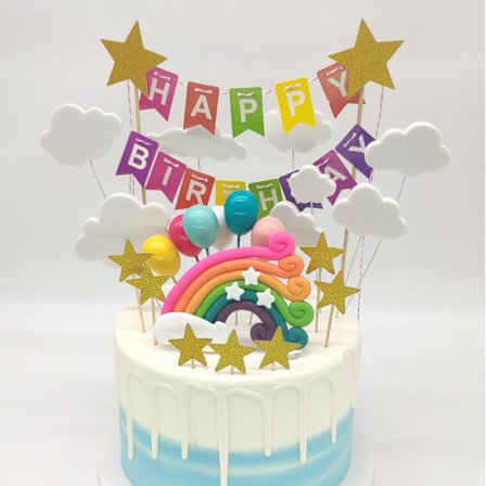 23 Stykker Kagepynt, 3D Regnbue Ballon Cupcake Pynt, Cupca