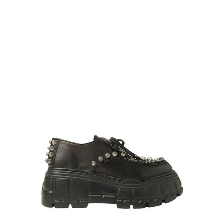 Miu Miu, Lace-Up Platform Creeper Shoes Czarny, Kobieta, Rozmiar: 37 EU