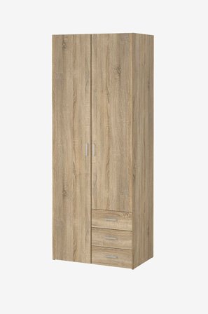 Tvilum - Space Garderob med 2 dörrar + 3 lådor (200) - Paket - Brun - Garderober - Från Homeroom