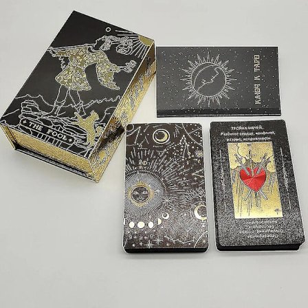 Korkea Laatu Kultafolio Tarot Venäjän Deluxe Arvontakortit Ennusteleva Lautapeli Venäjän Markkinoille
