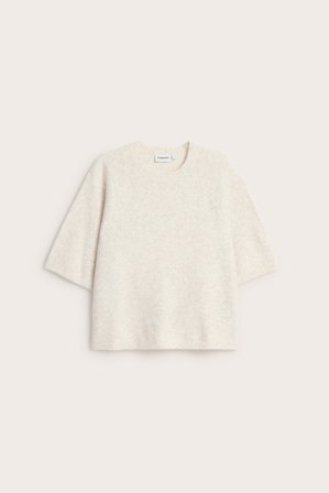 Kappahl | Oversized stickad t-shirt | Ljusbeige