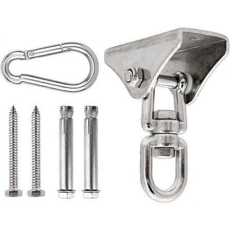 Kraftig Loftkrog i Rustfrit Stål 350KG, 360 Graders Rotation Hængekrog til Gynge