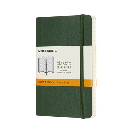 Moleskine Classic Soft Cover Notebook Pocket Myrtle Green Plain