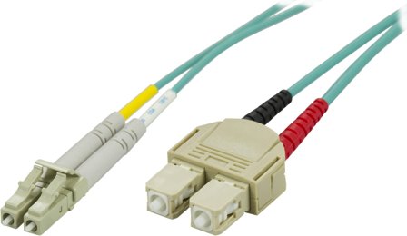Deltaco OM3 fiber cable LC - SC, duplex, multimode, 50/125, 1.5m