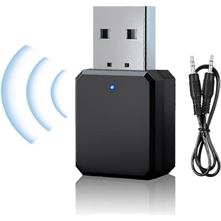 USB Bluetooth Adapter, Bluetooth 5.1 Adapter i bil AUX/USB dobbelt udgang, med 3,5 mm digitalt o-kabel, Bluetooth Dongle Bluetooth-modtager