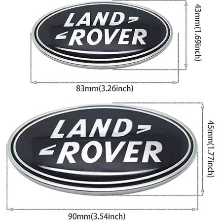 2 stk. passer til Land Rover kølergitter-emblem bagklap ovalt emblem-klistermærke, passer til Land Rover Range Rover emblem-navneskilt (sort)
