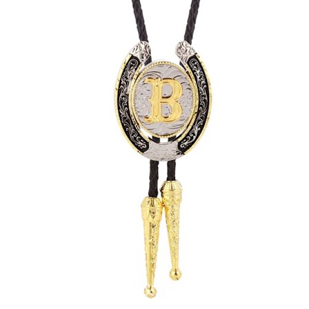 Vintage Bolo Tie til mænd - Initial Letter ABCDMJR til Z Western Cowboy Bolo Tie til kvinder