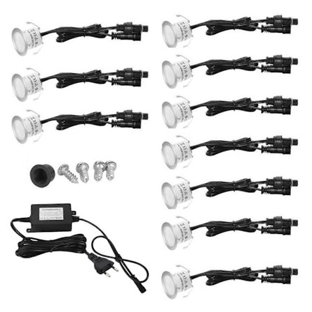 10 stk. LED dæklys IP67 vandtæt udendørs lampe kompatibel med havelandskabsindretning